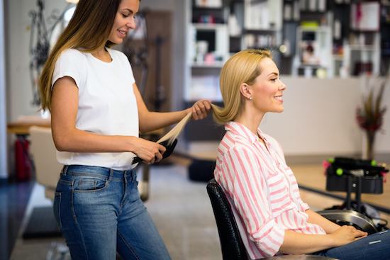 woman cutting hair